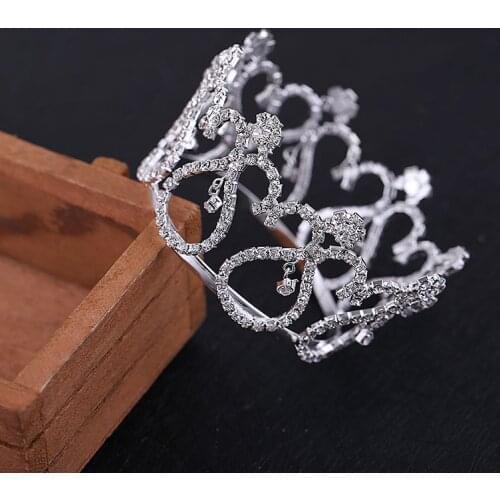 Wedding Accessories Silver Plated Bridal Rhinestone mini round full circle tiara crown Pageant Party Newborn-Baby Photo Prop NEW