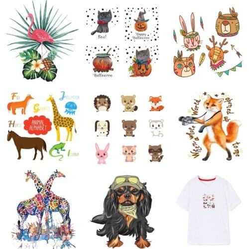 Iron-on Transfers for Clothing Patches Clorhing Stickers on Clothes Stripe Dress Diy Animals Appliques Vinyle Thermocollant I