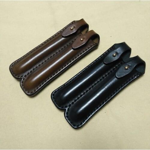 High-level cowhide leather pen pouch retro pencile case pen bag stationary pouch leather fountain pen case pencil roll