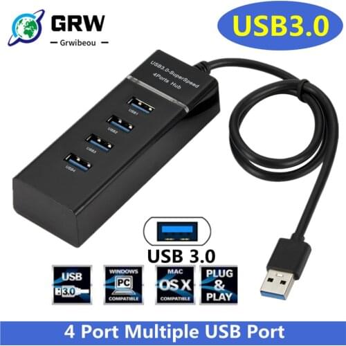 Grwibeou 4 ports High Speed HUB High-Speed 4 Port USB 3.0 Multi HUB Splitter Expansion For Desktop PC Laptop Adapter USB 3.0 HUB