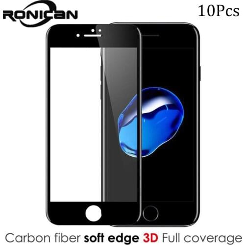 10 Pcs For iPhone Xs 6 7 Plus Phone Screen Protector Film 9H 3D Curved Carbon Fiber Soft Edge Tempered Glass For iPhone 8 8 Plus