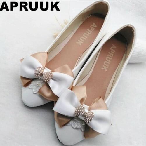 2018 spring autumn new flats women shoes bow butterfly plus size round toe sweet casual flats white princess party shoes free