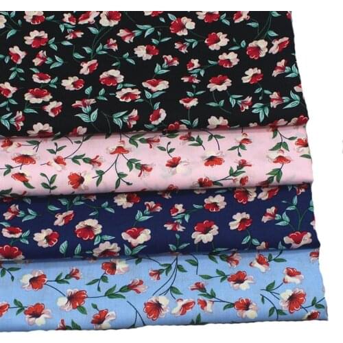100% Plain Cotton Poplin Black Pink Blue Red Flowers Printed Cotton Poplin Fabric 50x140cm Tree Fabric Patchwork