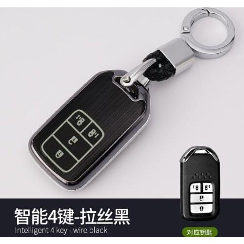 1x 3 Colors Aluminum Alloy Key Shell + Alloy Key Chain Rings Car Protective Case Cover Skin Shell For Honda HONDA Smart 4-Key