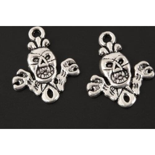 20pc 27x27mm Silver Color Filigree Sugar Skull Face Charm Metal Alloy Pendant A588