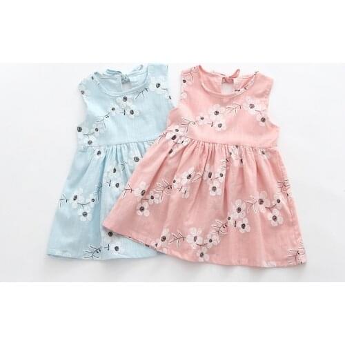 2018 Summer Toddler Girls Dress Casual Clothing Cherry Print Princess Baby Dress Cotton Backless Kids Vestidos Baby Girl Clothes