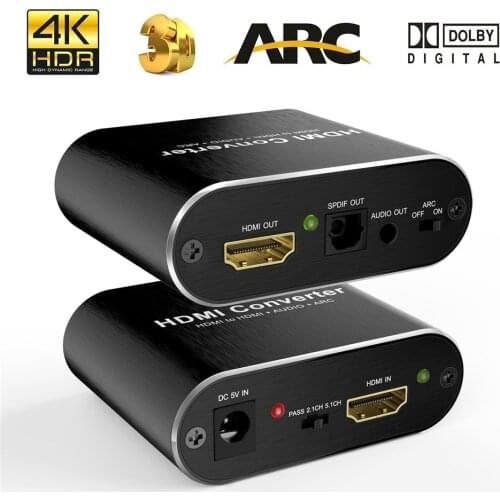 4K 60Hz HDMI-compatible Audio Extractor 5.1 ARC Audio Splitter HD To Audio Extractor Optical TOSLINK SPDIF 3.5mm Stereo