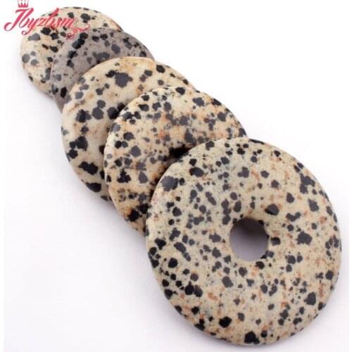 30,40,50mm Natural Gem Stone Dalmatian Donut Gem Stone Beads 1 Pcs For DIY Jewelry Making Accessories,Free Shipping