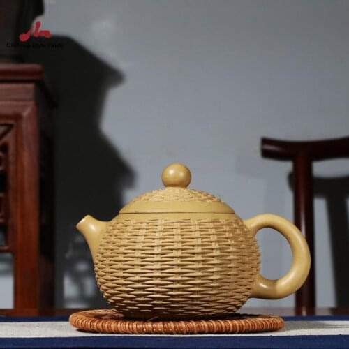 Handmade Yixing Teapot 270cc Purple Clay Zisha Pot Bamboo Duan Clay Tea Pot