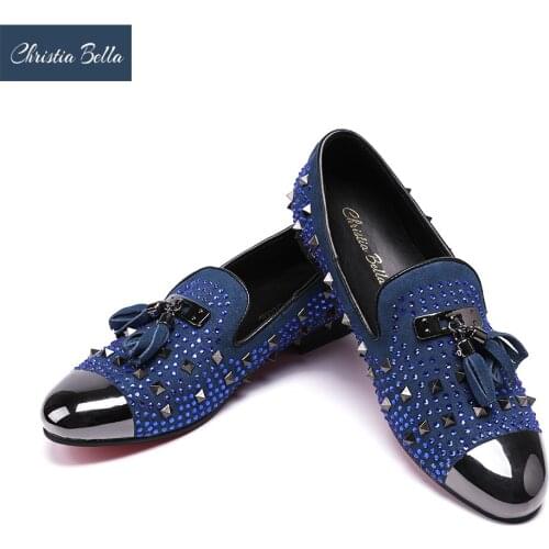 Christia Bella Fashion Rivet Tassel Men Loafers Shoes British Party Wedding Loafers Men Dress Shoes Moccasins Casual Mens Flats
