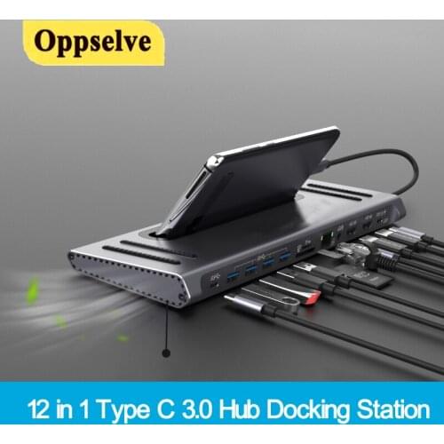 USB Docking Station Type-C to Dual 4K HDMI-compatible SD TF VGA RJ45 USB C HUB Fast Charger Adapter For Macbook Pro/Air Laptop