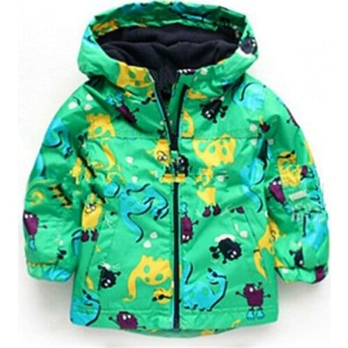 Children Autumn Winter Outerwear Clothing Boys Dinosaur Hooded Rainsuit Rain Coat Baby Kids Child Sports Clothes Jackets Coats