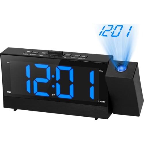 KKmoon 6.4-in Screen 3-in-1 180 Degree Rotatable Projector Clock with Dual Alarm&Snooze FM Radio Phone Charger Stepless Dimming