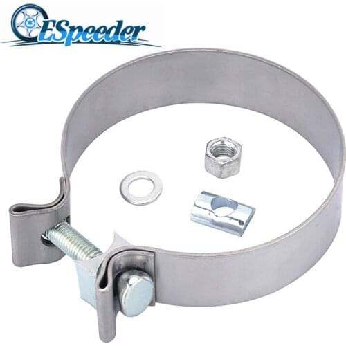 ESPEEDER High Strength Universal 4.0'' Butt Joint Stainless Steel Exhaust Clamp Band Kit 4 Inch Auto Turbo Pipe Clips