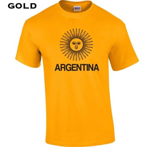 Cheap Sale 100 % Cotton Argentina Flag Mens T-Shirt South America Sun Soccerer Footballer Cool Men Cool Tee Shirt