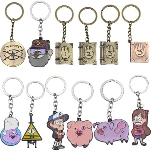 Gravity Cipher Keyring Key Chain Mysterious Town Stanley Pines Dipper Mabel Zodiac Journal Metal Enamel Keychain Key Holder