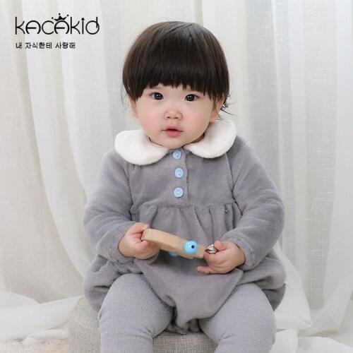 KACAKID Winer Unisex Baby Girls Bodysuits Warm Long Sleeves Baby Girls Bodysuits Cute Thick Children Baby Girls Bodysuits Ka3375
