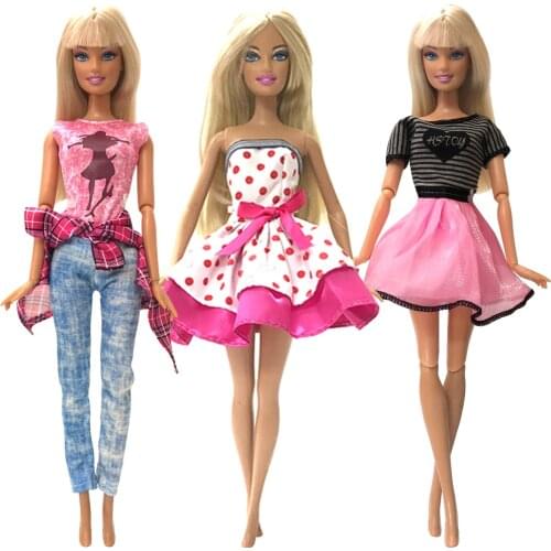 NK 3 Pcs/Set Hot Sale Doll Fashion Outfit Trousers Daily Casual Wear Coat Pink Hot Shirt For Barbie Doll Accessories Gift 003A