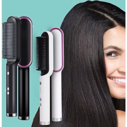 Multifunctional Anti-Scalding Professional Hair Straightener Brush Tourmaline Ceramic Hair Curler Comb Hair Iron Styler Tool