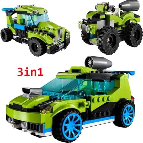 241pcs The 3-in-1 Rocket Rally Car Model Boy girl friends Building Block Educational DIY Toy For Children Christmas Gift