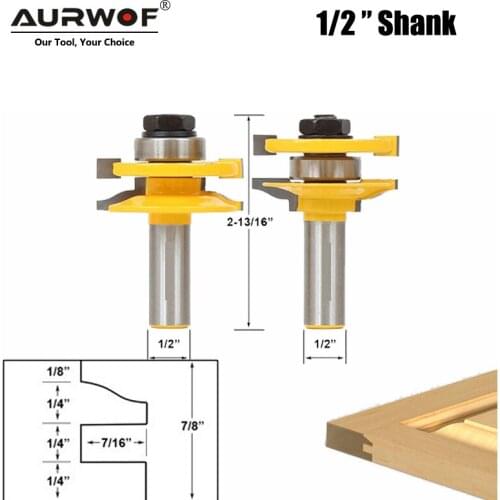 LAVIE 2pcs 12mm 1/2 Shank Door Panel Cabinet Tenon Router Bit Set Milling Cutter For Woodworking Cutter Cutting Wood Tools 03015