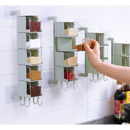 Home Kitchen Accessories Jars For Spices Rack Seasoning Bottle Storage Container Set Plastic Box With Spoon Free Shipping Items