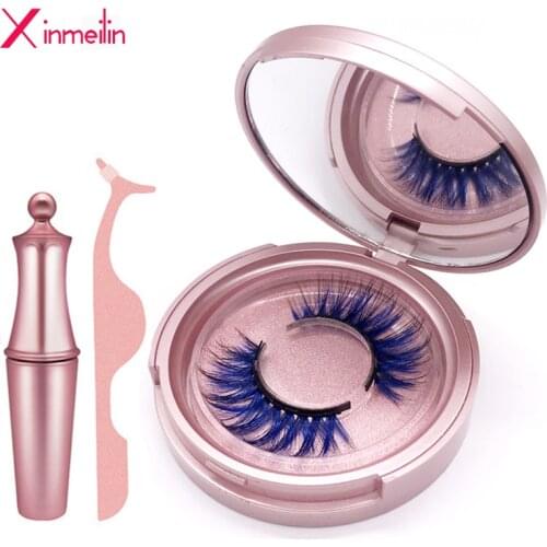 3D magnetic color lashes eyeliner tweezers kit faux mink cil natural lot magnet false eyelashes extension waterproof makeup set