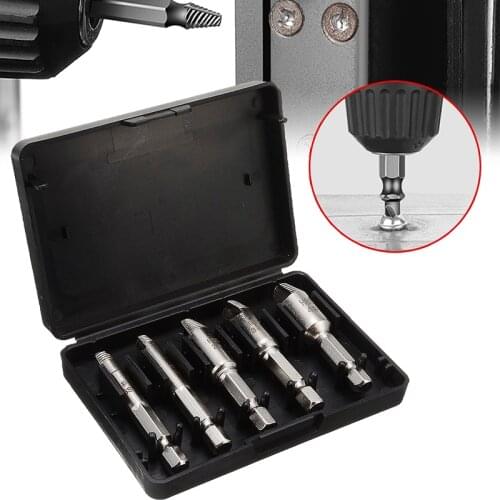 5pcs Damaged Screw Extractor Drill Bits Guide Set Broken Bolt Remover Easy Out Stud Stripped Screw Easy Removal Tool