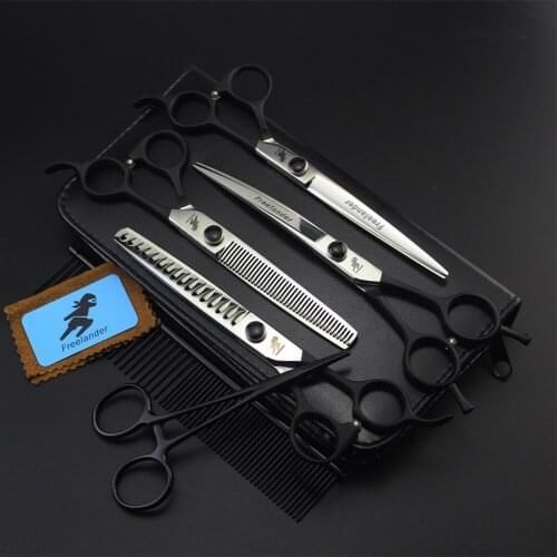 6pcs/Set JP440C 7.0 Inch dog grooming scissors kit Professional pet shears dog hair cutter Straight & Curved &Thinning