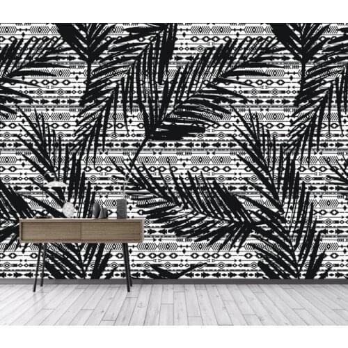 Beibehang Custom home background wall 3d wallpaper modern abstract black and white banana leaf photo 3d wallpaper painting