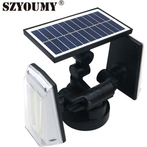 SZYOUMY Double Head 80 Led Cob Solar Light Wall Mounted 20W Microwave Rotated Waterproof Solar Wall Lamp
