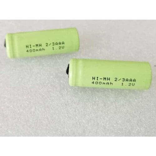 400mah 1.2V 2/3AAA ni-mh rechargeable battery 2/3 AAA nimh cell with soldering tabs pins for DIY LED solar light
