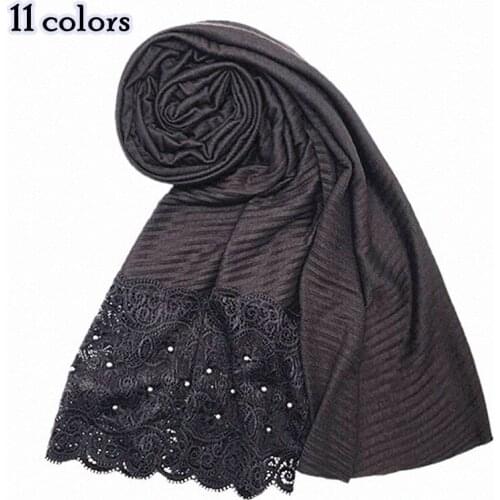 2019 new scarf France plain pleated shawl pearl hijab wrinkle muslim solid scarfs long muffler fashion scarves 11colors