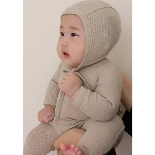 8713 Newborn Clothing Set Autumn New 2021 Long Sleeve Pit Strip Climbing Suit + Pants Baby Boys Girls One-piece Clothes Set