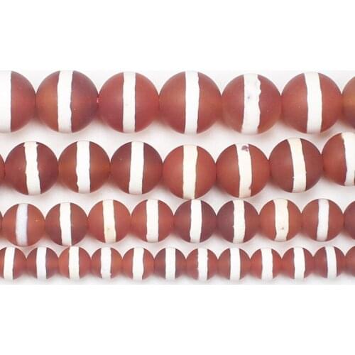 Frost/Matte Red one Line Dzi agates Round Beads 14.5"For DIYJewelry making! Mixed wholesale for all items