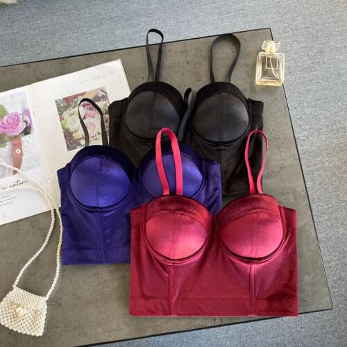 Solid Color Korea Velvet Vest New Fashion Classic Womens Party Club Night Bustier Tops Camis