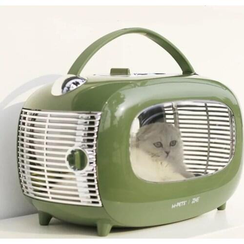 Retro Radio Cat Bag Pet Backpack Outing Portable One-shoulder Car flighting case Transparent Breathable Space Capsule Cat Bag