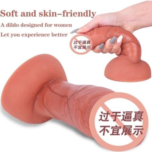 The latest skin feels huge realistic dildo silicone penis soft and flexible sucker sex toy for women masturbating lesbian