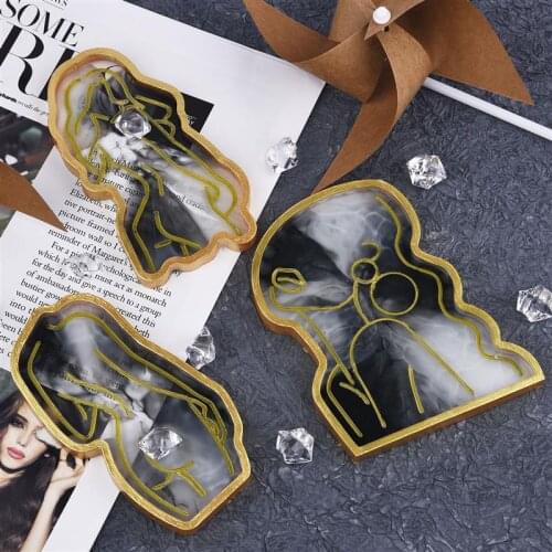 DIY Epoxy Crystal Resin Tray Silicone Mold Girl Model Body Abstract Plate Plate Mirror Tray Silicone Mold Home Decor