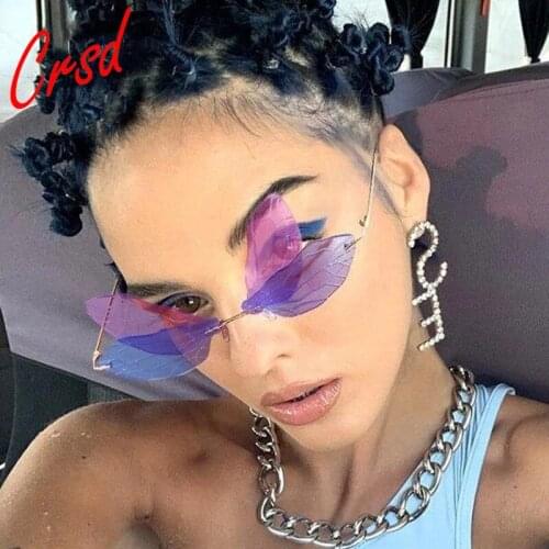 CRSD 2020 Rimless Dragonfly Wings Sunglasses Women Steampunk Sunglasses Frameless Gradient Clear Lens Glasses Shades Oculos