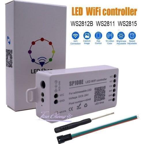 SP108E LED WiFi Magic Controller SK6812 WS2811 WS2812B WS2815 Etc LED Strip Module Light Smart APP Wireless Control DC5-24V