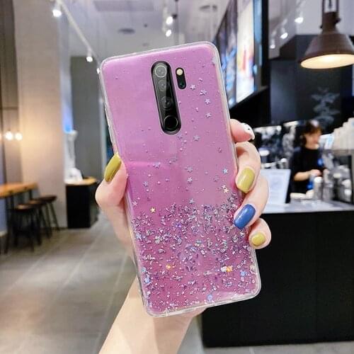 Ultra-thin Cute Bling Glitter Silicone Phone Case For Xiaomi Redmi Note 9 C 8 7 Mi 10 9 T 8 Lite Pro Luxury Stars Sequins Cover