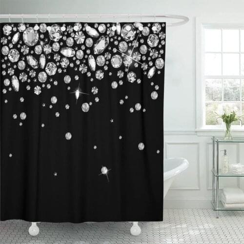 Jewelry Falling Gems Abstract Shiny Diamond Design Printed Crystal Light Shower Curtains Waterproof Polyester Fabric 72 x 72