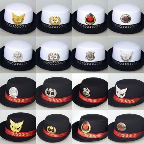 Lady Traffic Uniform headgear White Curled Hat Female Security Cap Police Woman Cap Navy Captain Sailor Lady Pilot Hat Dark Blue