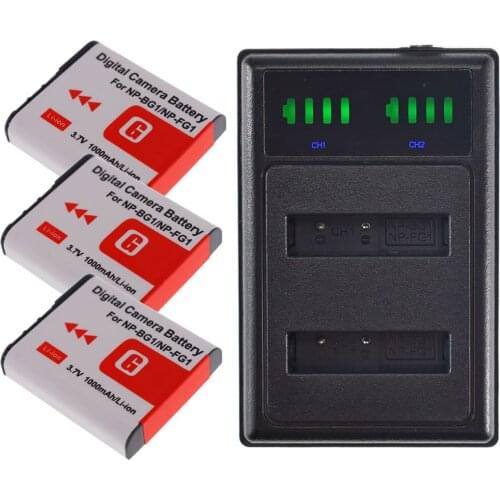 3x NP-BG1 Type G Lithium Ion Battery + USB Charger for Sony W Series DSLR Camera