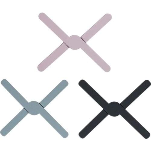 3PCS Kitchen Non-Slip Foldable Insulated Mat Heat Resistant Trivet Pan Pot Pad Holder Tray Rack Table Mat Pot Potholders Gadget