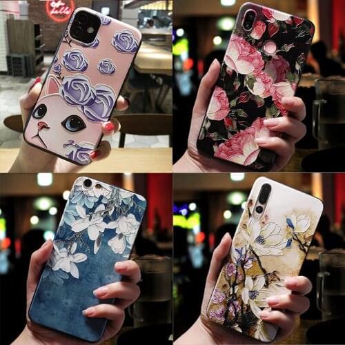 3D Emboss Cat Flowers Case For OPPO Realme 3 Pro XT Realme X2 Pro Reno Z 10X zoom A1K A11x A5 A9 2020 Realme 5 Pro Case Silicone