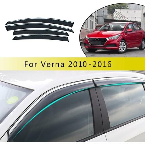 4Piece Injection molding trim vent shade rain sun wind deflector window visor For Hyundai VERNA 2010 2011 2012 2013 2014-2016