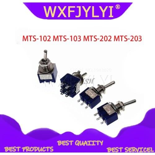 5PCS MTS-102 MTS-103 MTS-202 MTS-203 6A 125V Mini 3/6PIN ON-OFF/ON-OFF-ON Toggle Switches For Switching Lights Motors