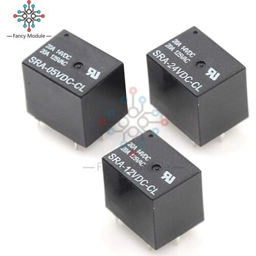 5V 12V 24V 20A DC Power Relay SRA-05VDC-CL SRA-12VDC-CL SRA-24VDC-CL 5Pin PCB Type for Arduino
